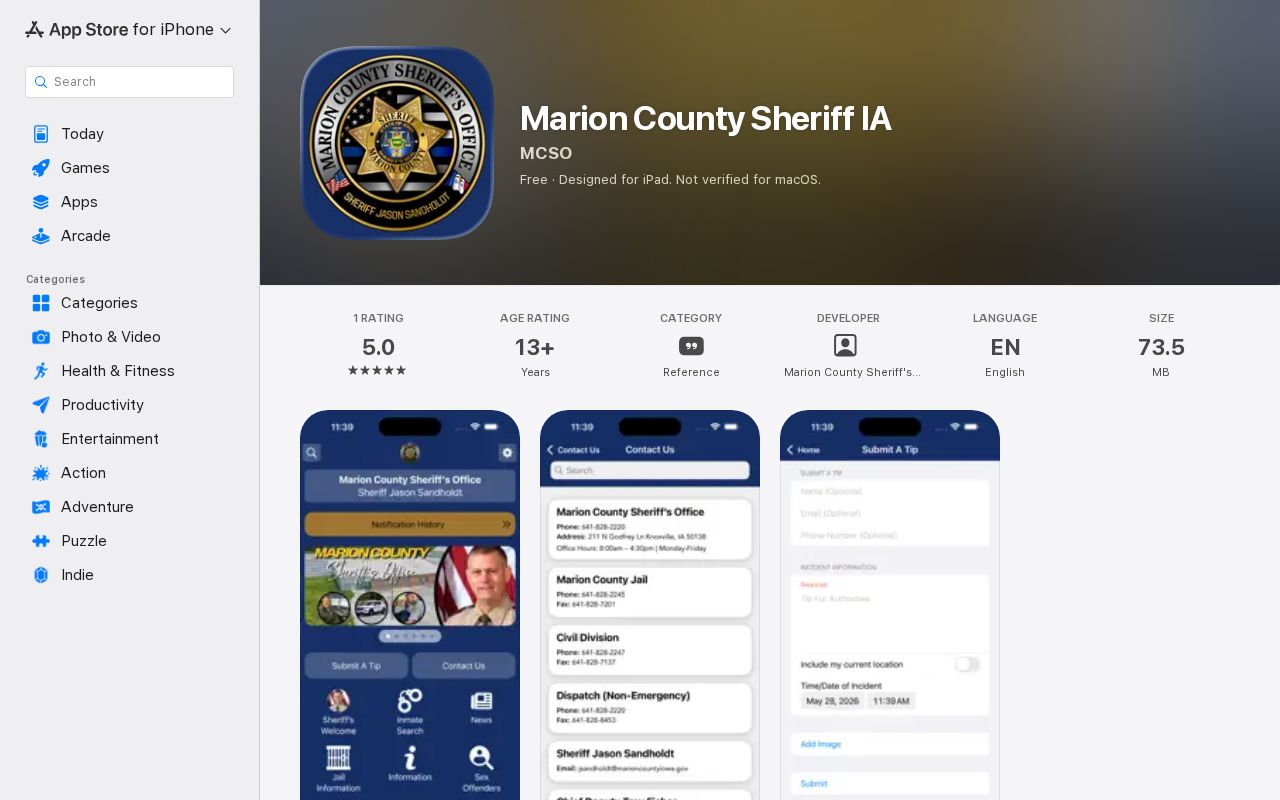 Marion County sheriff arrest alerts app listing